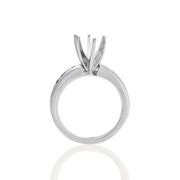 14k White Gold Tall Channel Set Engagement Ring