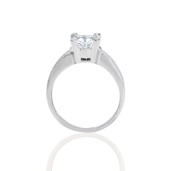 14k White Gold Oval Four Prong Engagement Ring