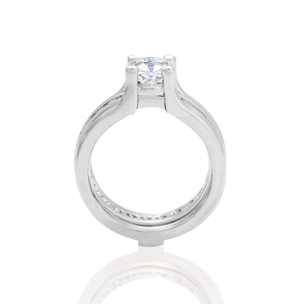 14k White Gold Round Channel Engagement Ring