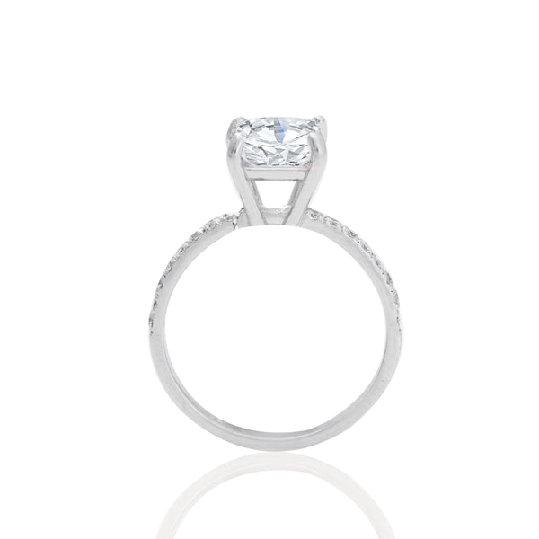 14k White Gold thin Accent Diamonds Engagement Ring