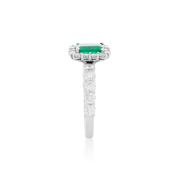 18k White Gold (1.01 Ct. Tw.) Emerald (1 Round Engagement 