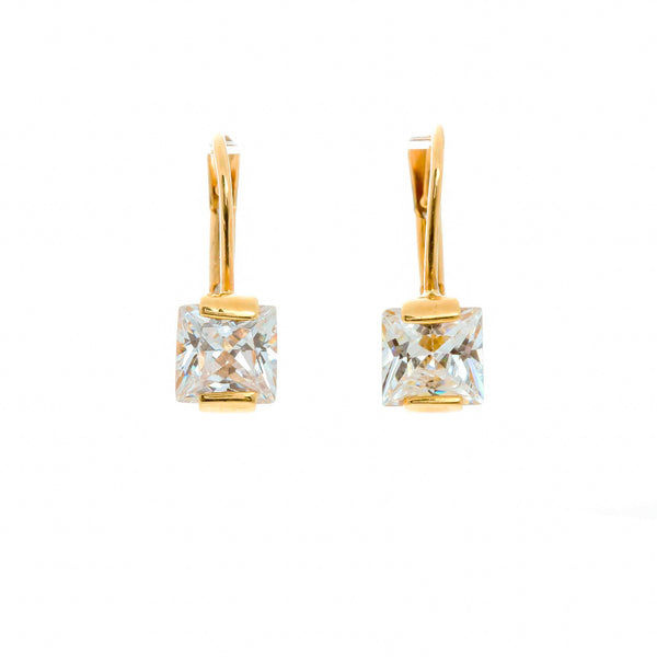 18k Yellow Gold Lever back Cub Maya Earrings