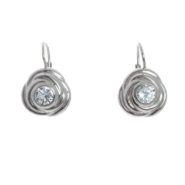 18k White Gold Lever back Cubic Alice Earrings