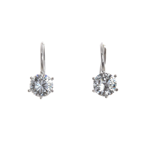 18k White Gold Lever back Cubic Bailey Earrings