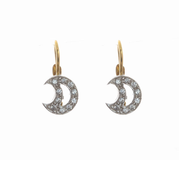 18k T-tone Gold Lever back Cubic Jana Earrings