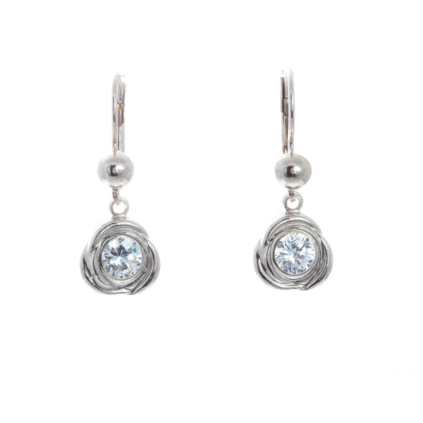 18k White Gold Lever back Cubic Kinsley Earrings