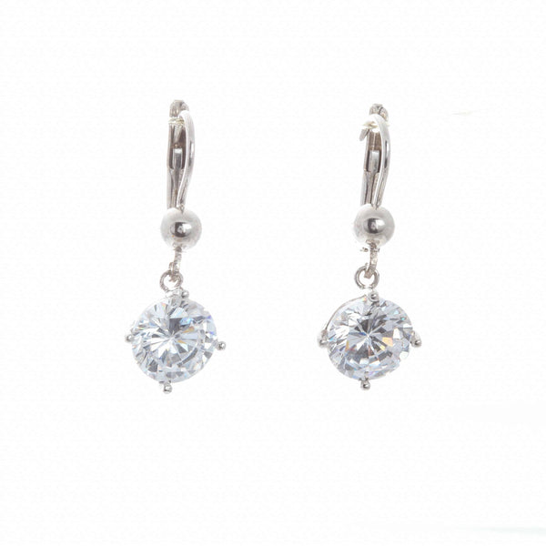 18k White Gold Lever back Cubic Delilah Earrings