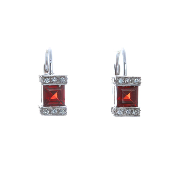 18k White Genuine Garnet Diamond Jordyn Earrings