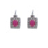 18k White Genuine Garnet Diamond Jade Earrings