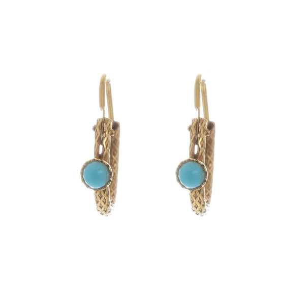 18k Yellow Gold Hoops Blue Coral Destiny Earrings