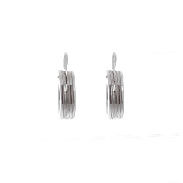 18k White Gold Grooved Hoops Everly Earrings