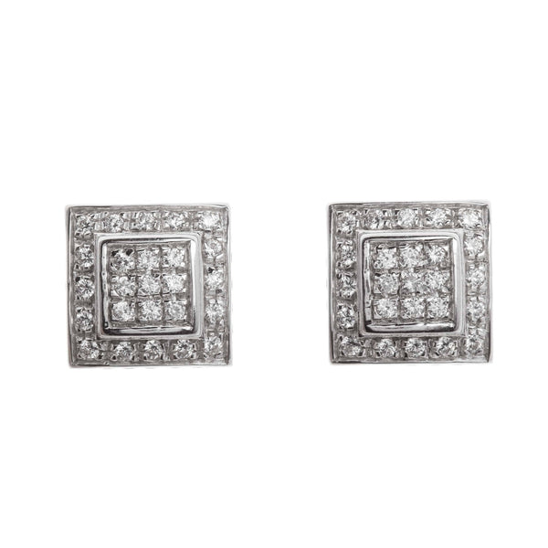 18k White Gold Studs Square Cubic Mackenzie Earrings