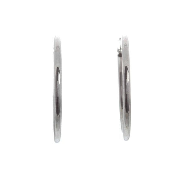 18k White Gold Tube Style Hoop Camila Earrings