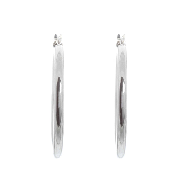 18k White Gold Tube Style Hoop Madelyn Earrings