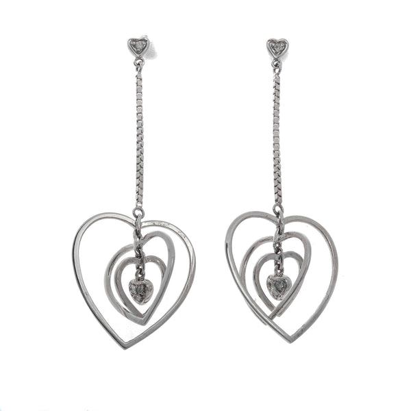 14k White Gold Heart (0.08 Ct. Tw.) Diamond Earrings