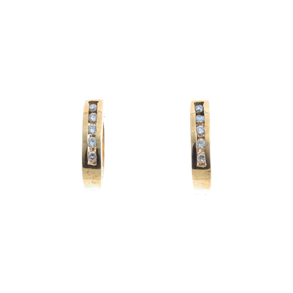 18k Yellow Gold Diamond Huggie Itzel Earrings