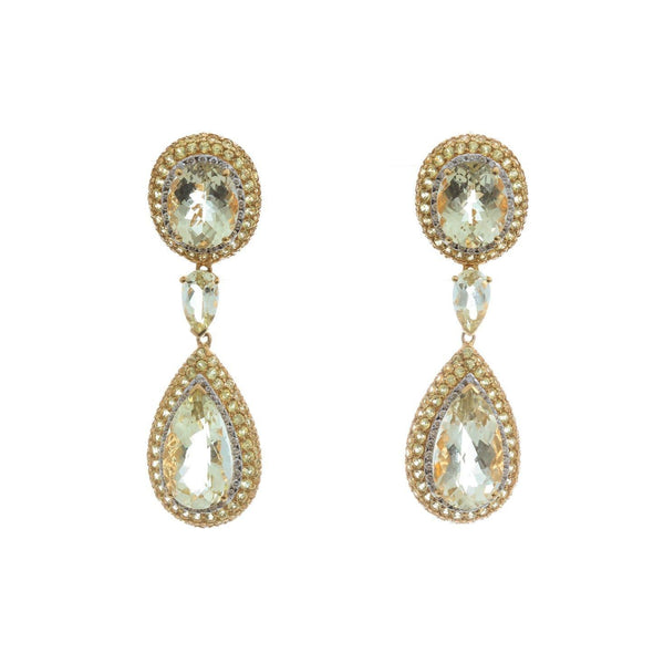 18k Yellow Checkered Drop Rowan Earrings