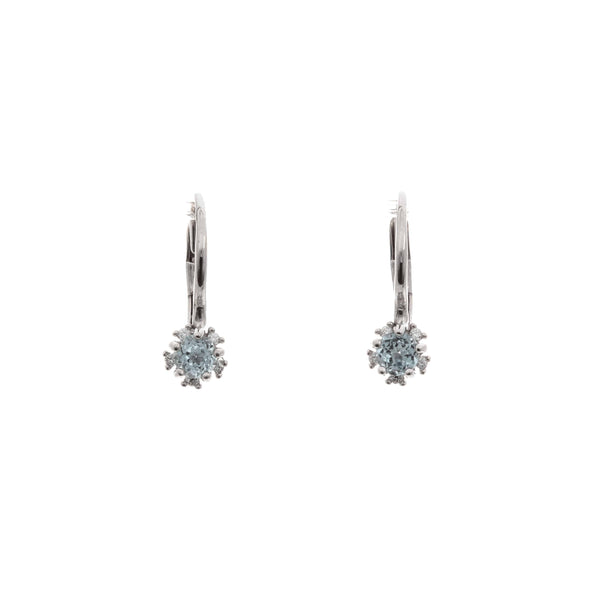 18k White Gold Lever back Topaz and Cubic Alaina Earrings