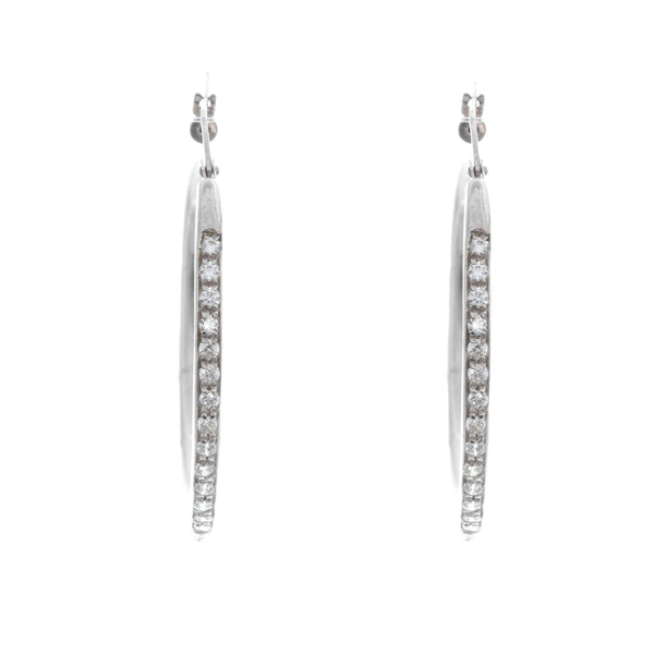 18k White Gold Larg Cubic Hoops Maggie Earrings