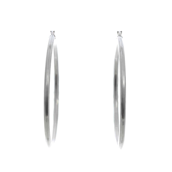 18k White Gold Large Tube Grooved Hoops Brynlee Earrings