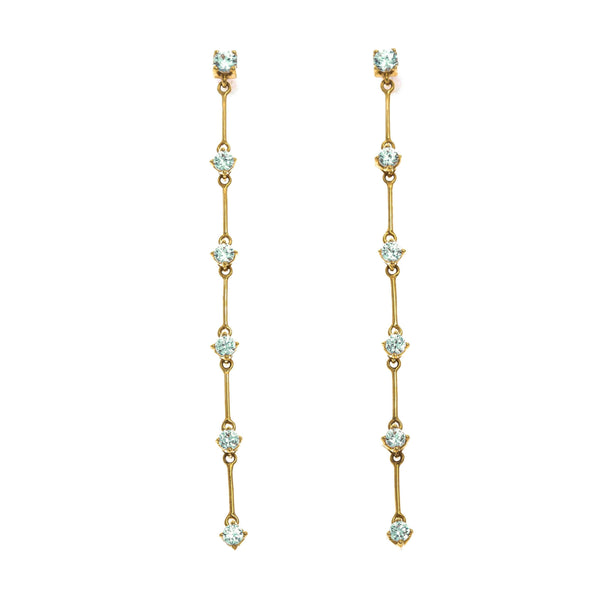 18k Yellow Gold Long Drop Cubic Arabella Earrings