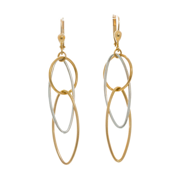 14k T-tone Drop Emery Earrings