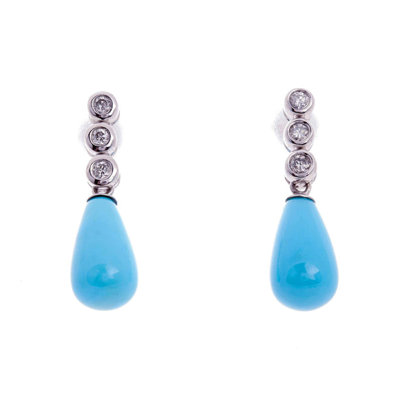 18k White Gold Cubic Blue Coral Josie Earrings