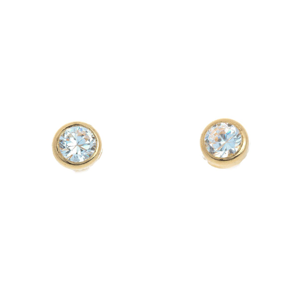 18k Yellow Gold Bezel Cubic Lucille Earrings