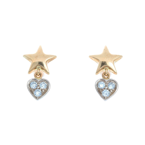 18k T-tone Star & Drop Cubic Emersyn Earrings