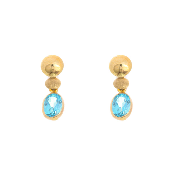 18k Yellow Gold Oval Blue Drop Francesca Earrings