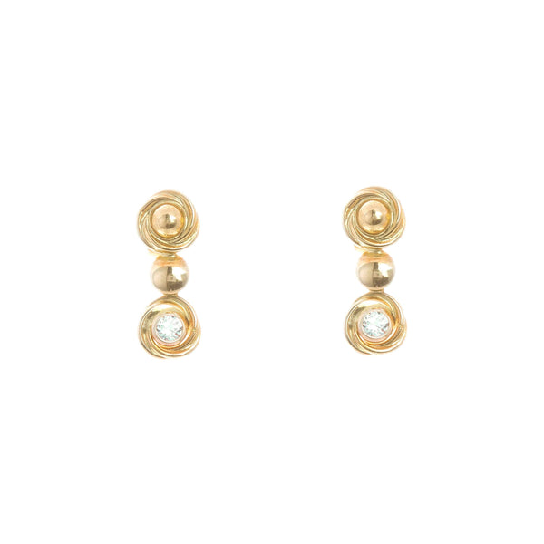 18k Yellow Gold Triple Circle Cubic Angelica Earrings