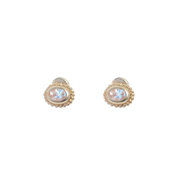 18k Yellow Gold Oval Cubic Jimena Earrings