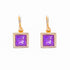 14k Yellow Gold Square Amethyst Lever Phoenix Earring