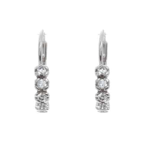 18k White Gold Cubic Lever back Evie Earrings