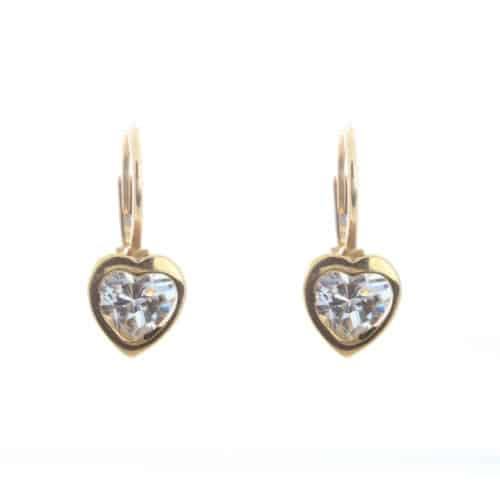 18k Yellow Gold Heart Cubic Bezel Rebekah Earrings