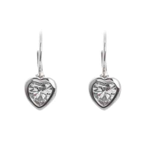 18k White Gold Cubic Bezel Heart Lever Elisa Earrings