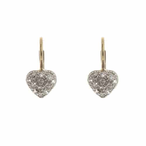 18k T-tone Heart Shape Cubic Lever Cynthia Earrings