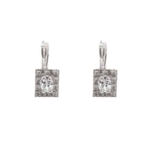 18k White Gold Cubic Oval Center Helena Earrings