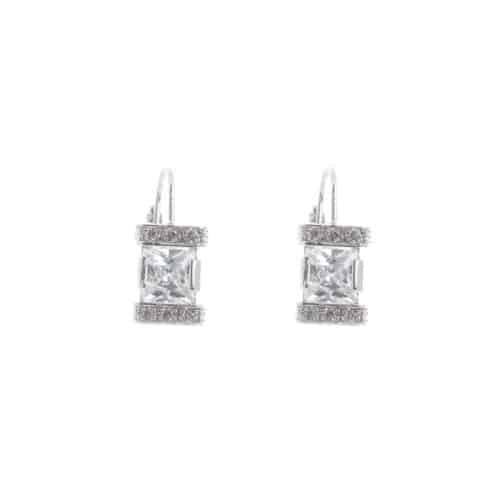 18k White Gold Princess Cubic Rectangular Adelaide Earrings