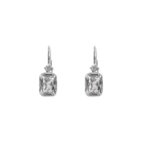 18k White Gold Green Cubic Lever back Ainsley Earrings