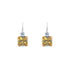 18k White Gold Yellow Cubic Lever Amber Earrings