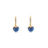 18k Yellow Gold Puffed Blue Heart Lever back Joanna Earrings