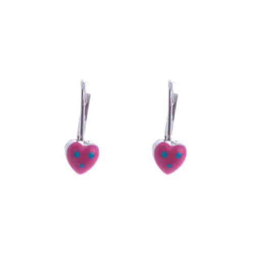 18k White Gold Puffed Pink Heart Maeve Earrings