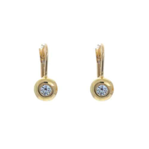 18k Yellow Gold Round Bezel Lever Jayden Earrings