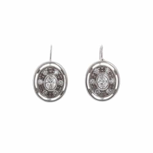 18k White Gold Oval Cubic Lever back Dulce Earrings