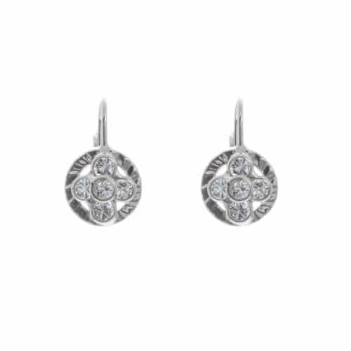 18k White Gold Round Lever back Madalynn Cubic Earrings