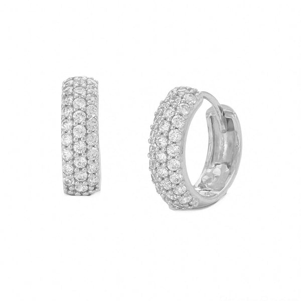 18k White Gold Huggie thick Earrings