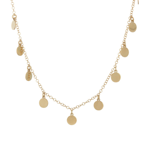 18k Yellow Gold Circle Drop Necklace