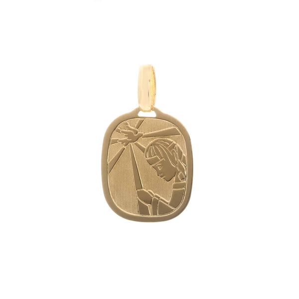 18k Yellow Gold Religious Girl Praying Pendant