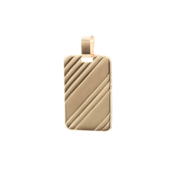 18k Yellow Gold Medallion Dog Tag Rectangular Pendent